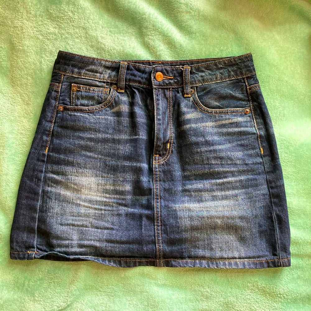 American eagle highest rise mini jean skirt